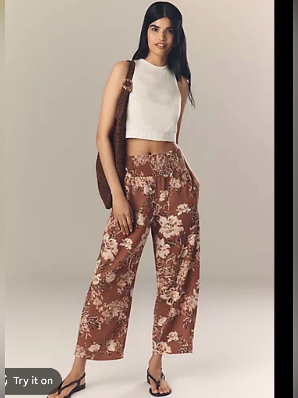Anthropologie Pilcro Reese Smocked Pull-On Barrel Leg Linen Blend Pants , Small - Picture 8 of 15